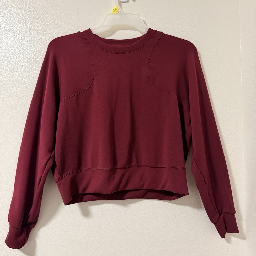 Halara Burgundy Cropped Sweatshirt Women’s Long Sleeve Athleisure Top Soft Cozy